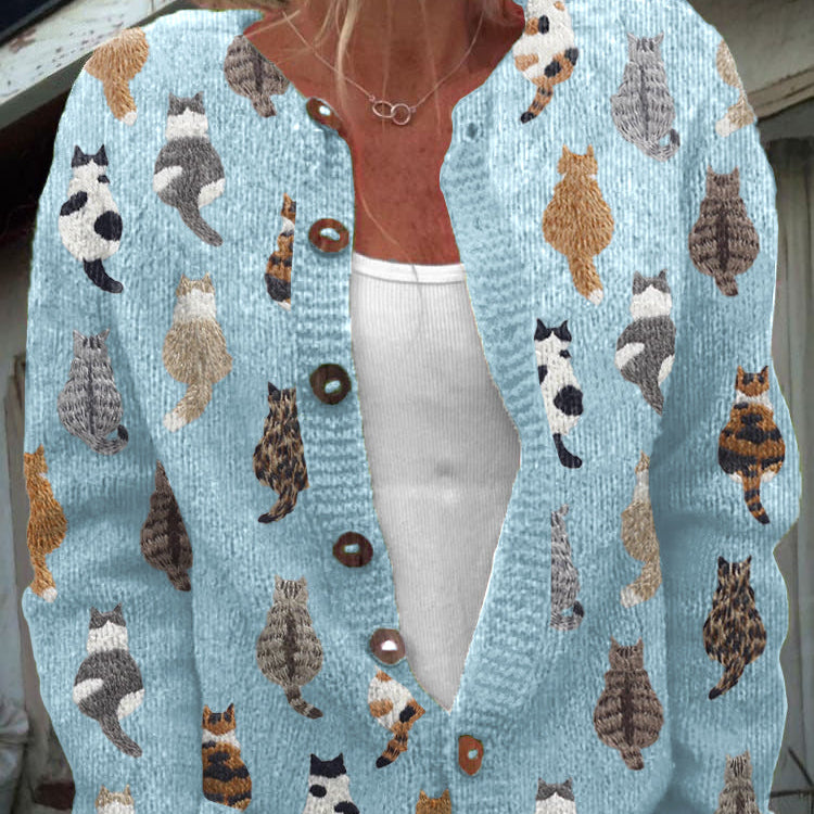 Audrey - Cozy Cat Print Cardigan