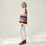 Margaret striped color block waffle knit sweater, view 4
