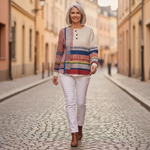 Margaret striped color block waffle knit sweater, view 6
