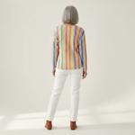 Anna colorful vertical stripe waffle knit sweater, view 5
