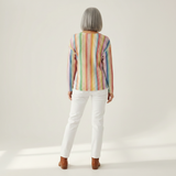 Anna colorful vertical stripe waffle knit sweater, view 5