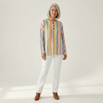 Anna colorful vertical stripe waffle knit sweater, view 3