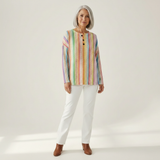 Anna colorful vertical stripe waffle knit sweater, view 3