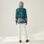 Willow turquoise floral waffle knit sweater, view 5