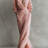 Adeline - Pink Linen Maxi Dress