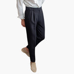 Ronan men's pleated high waist tapered pants in Black, front view