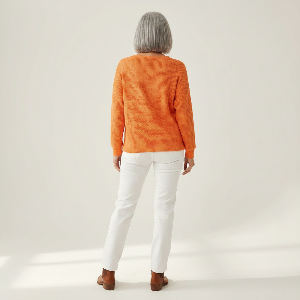 Helen solid henley waffle knit sweater, view 5