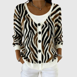 Bridget - Zebra Stripe Button-Front Cardigan