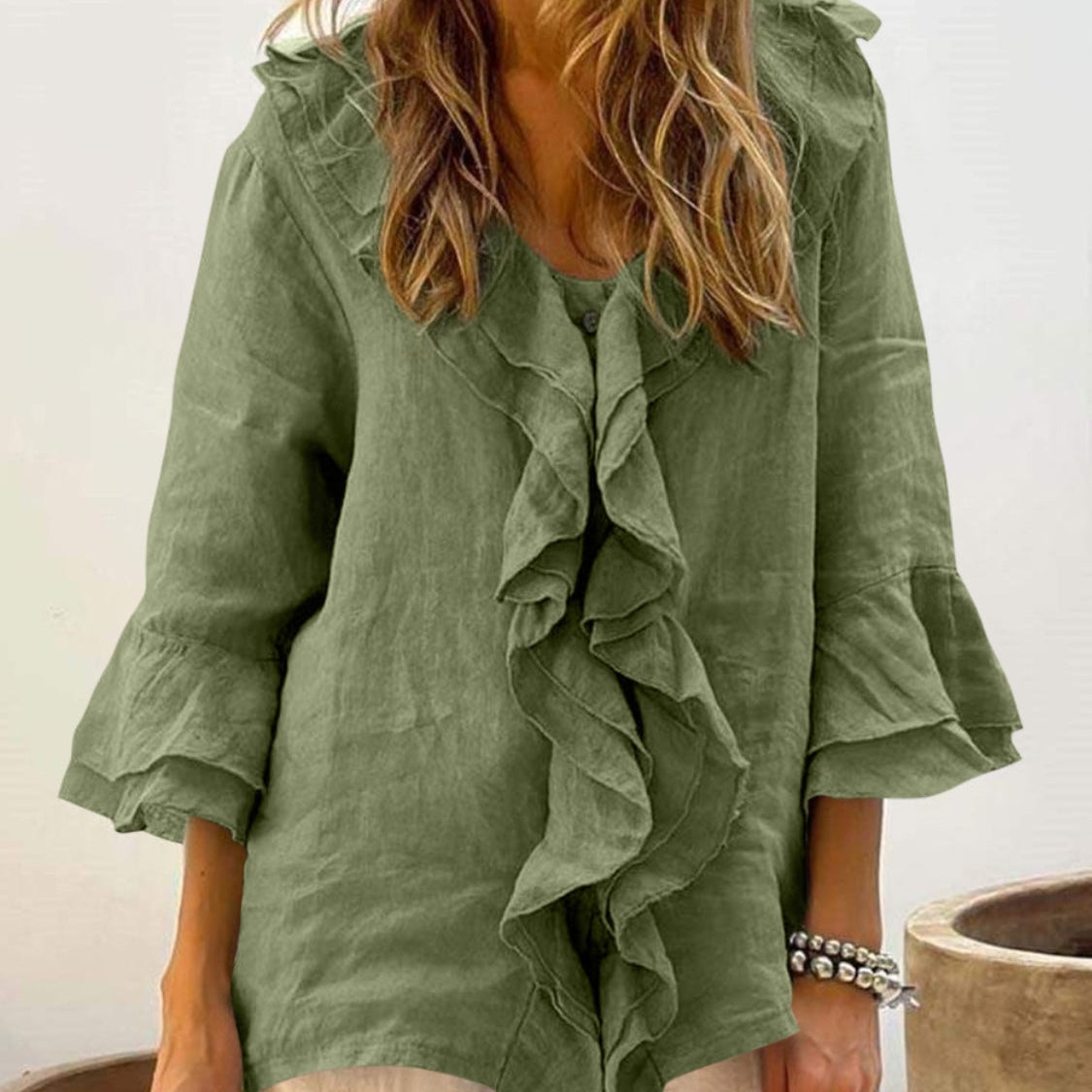 AUDREY - Women Chic Bell Sleeve Ruffle Top