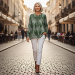 Emily evergreen forest waffle knit sweater, view 6