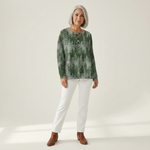 Emily evergreen forest waffle knit sweater, view 3