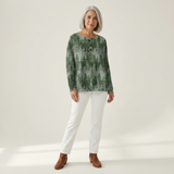 Emily evergreen forest waffle knit sweater, view 3