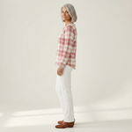Emma blush plaid waffle knit sweater, view 4