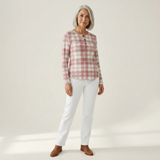 Emma blush plaid waffle knit sweater, view 3