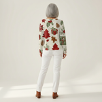 Olivia Christmas tree and gift waffle knit sweater, view 5