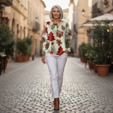 Olivia Christmas tree and gift waffle knit sweater, view 6