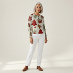 Olivia Christmas tree and gift waffle knit sweater, view 3