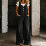 Bethany | Vintage-Wash Black Denim Overalls