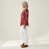 Caroline red Christmas motif waffle knit sweater, view 4