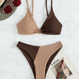 Lindsey | Ribbed Two-Tone High-Leg Bikini