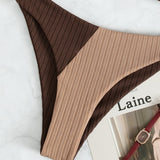 Lindsey | Ribbed Two-Tone High-Leg Bikini