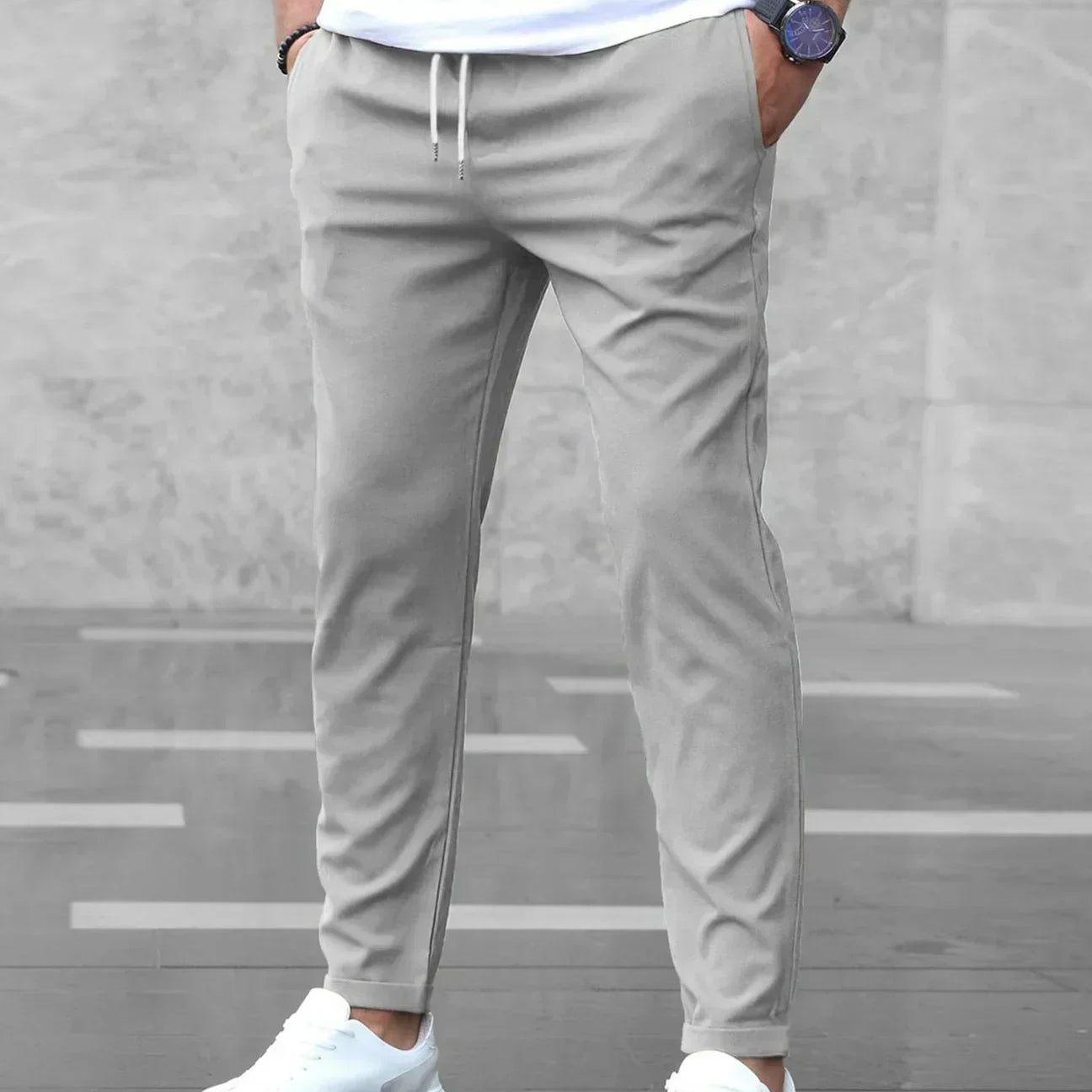 Elmer men's four way stretch slim joggers in Gray, view 5