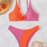 Lindsey | Ribbed Two-Tone High-Leg Bikini