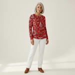 Caroline red Christmas motif waffle knit sweater, view 3