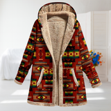 Vivian | Red Aztec Print Fleece-Lined Coat