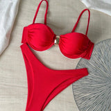 Jordan | Metallic High-Leg Bikini with Removable Cups