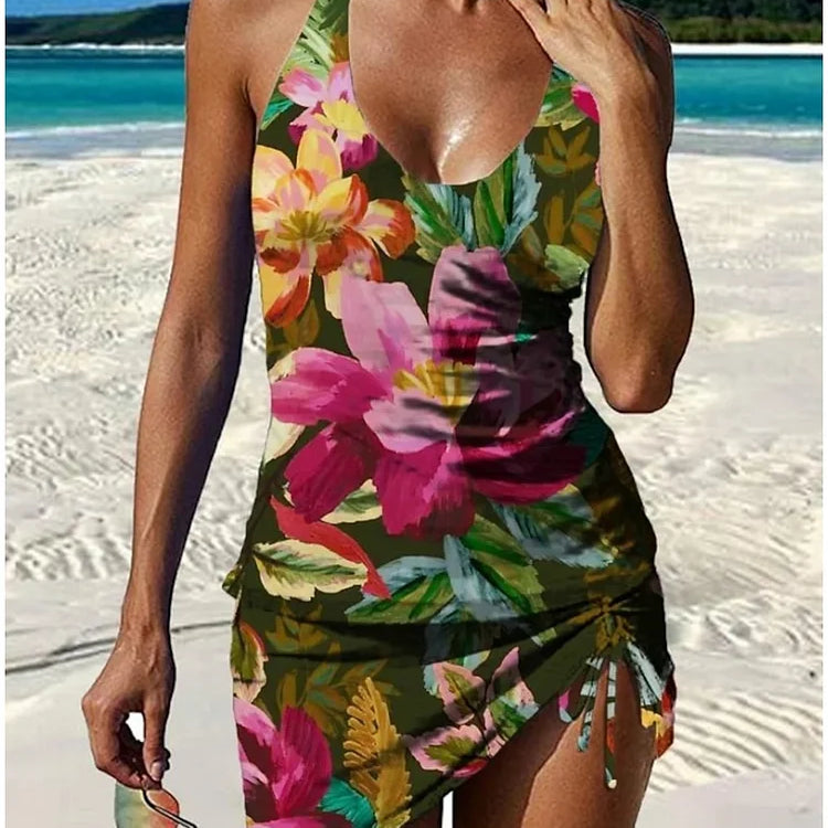 Aurora | Floral Print Tummy Control Tankini with Shorts