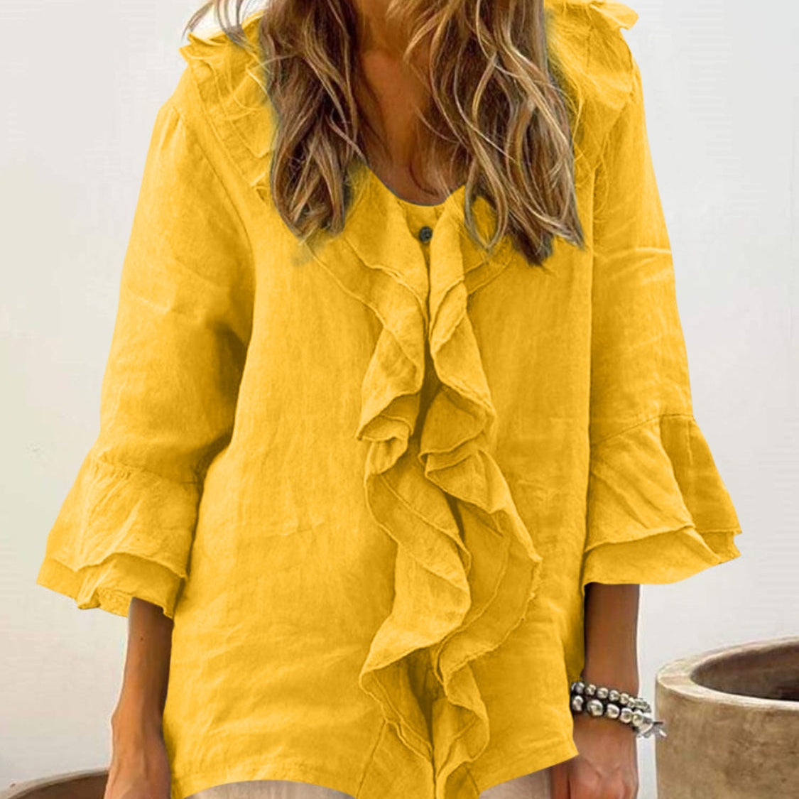 AUDREY - Women Chic Bell Sleeve Ruffle Top