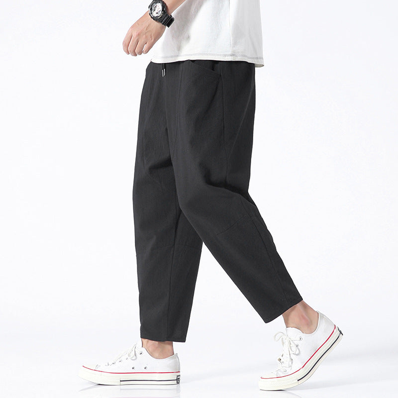 Harlan men's cropped harem pants in Black, front view