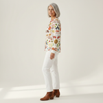 Meredith cream mini tree waffle knit sweater, view 4