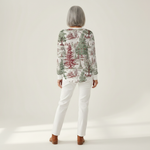 Luna winter landscape waffle knit sweater, view 5