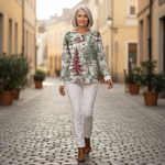 Luna winter landscape waffle knit sweater, view 6