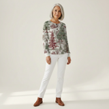 Luna winter landscape waffle knit sweater, view 3