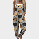 Nova | Gray Sheep Print Overalls