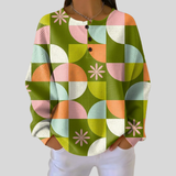 Sloane retro geometric waffle knit sweater, front view