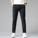Conrad men's four way stretch waist size pants in Black, front view