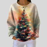 Eloise watercolor Christmas tree waffle knit sweater, front view