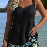 Sabrina | Striped Tankini with Swim Shorts