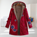 Alexa | Red Boho Print Fleece-Lined Coat