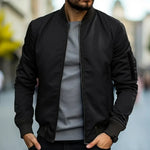 Glenn men's classic lightweight bomber jacket in Black, front view