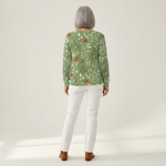 Ivy green Christmas tree waffle knit sweater, view 5