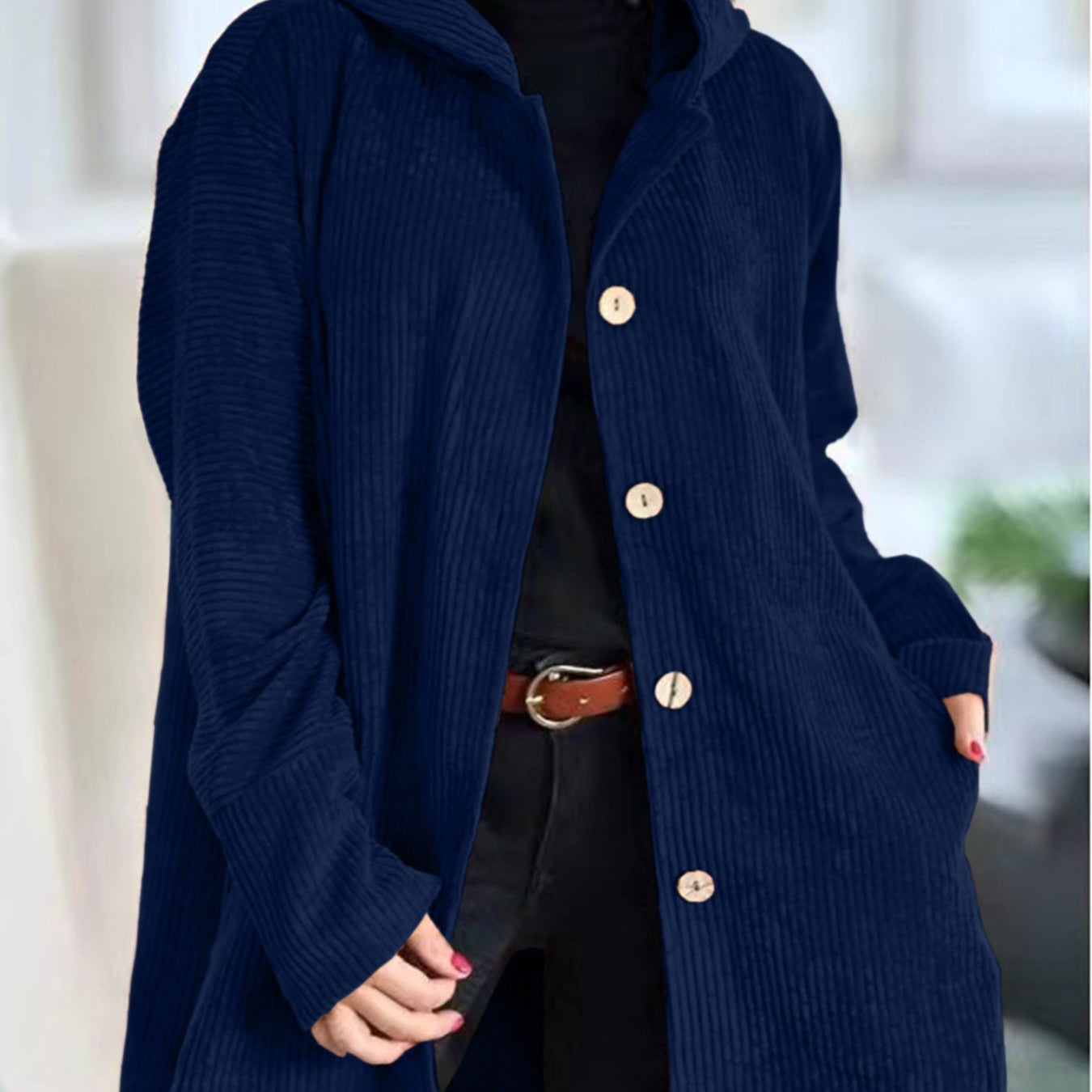 Abigail - Corduroy Hooded Cardigan