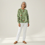 Ivy green Christmas tree waffle knit sweater, view 3