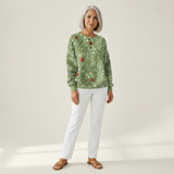 Ivy green Christmas tree waffle knit sweater, view 3