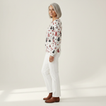 Holly white Christmas tree waffle knit sweater, view 4