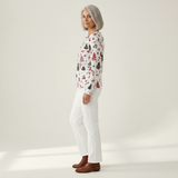 Holly white Christmas tree waffle knit sweater, view 4